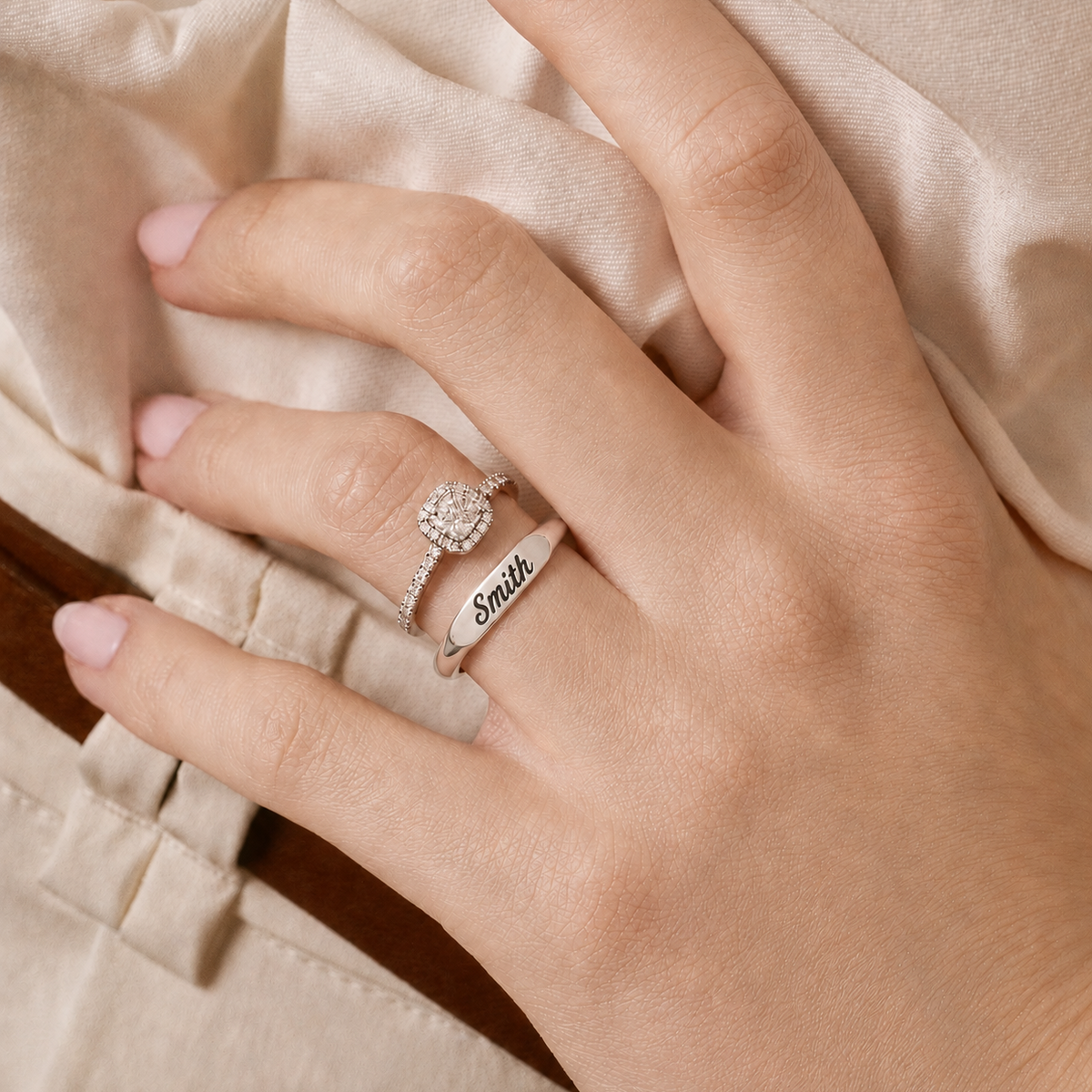 Engraved Maiden Name Ring